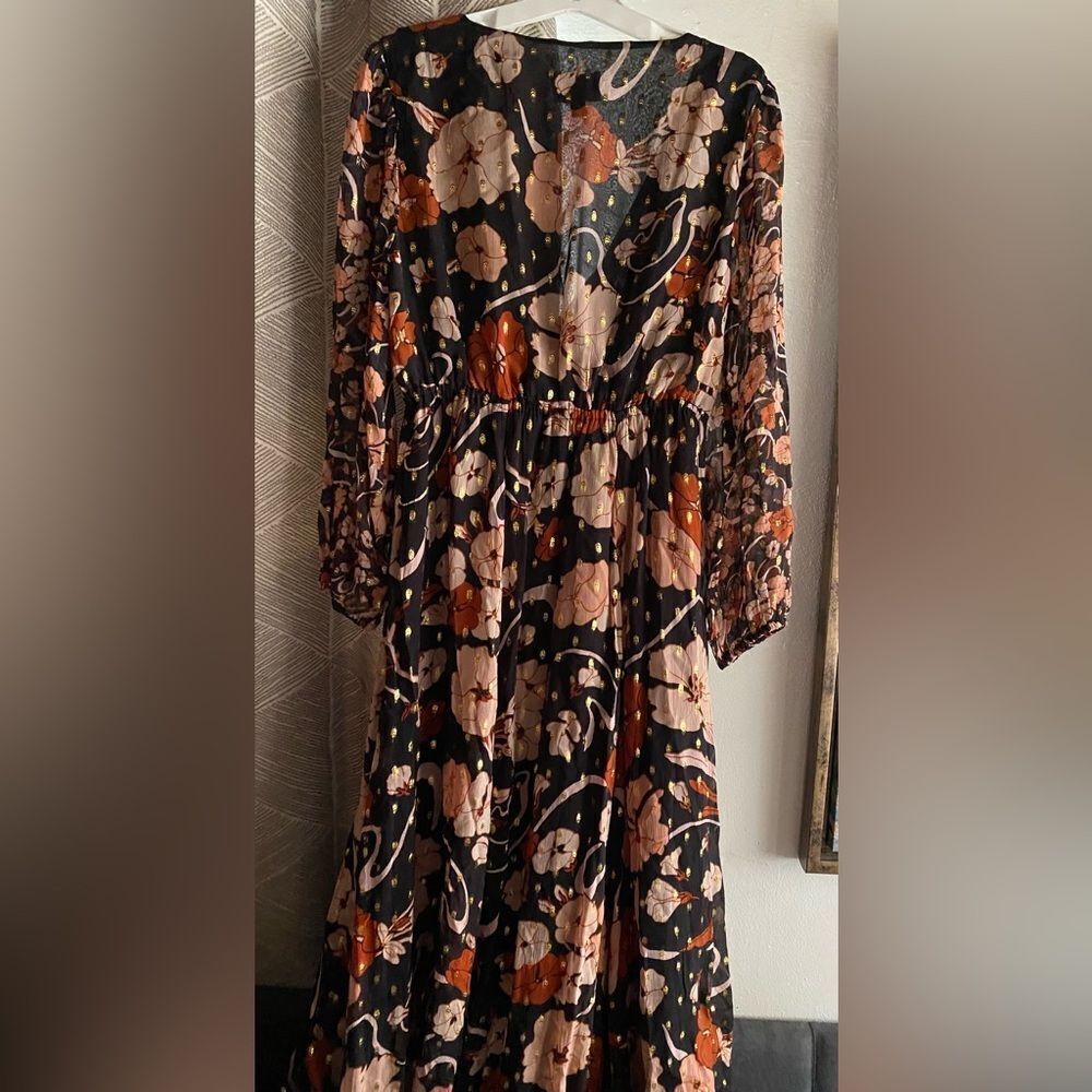 J. CREW COLLECTION MIXED PRINT TIE FRONT LUREX MAXI DRESS SZ SMALL - Picture 7 of 15